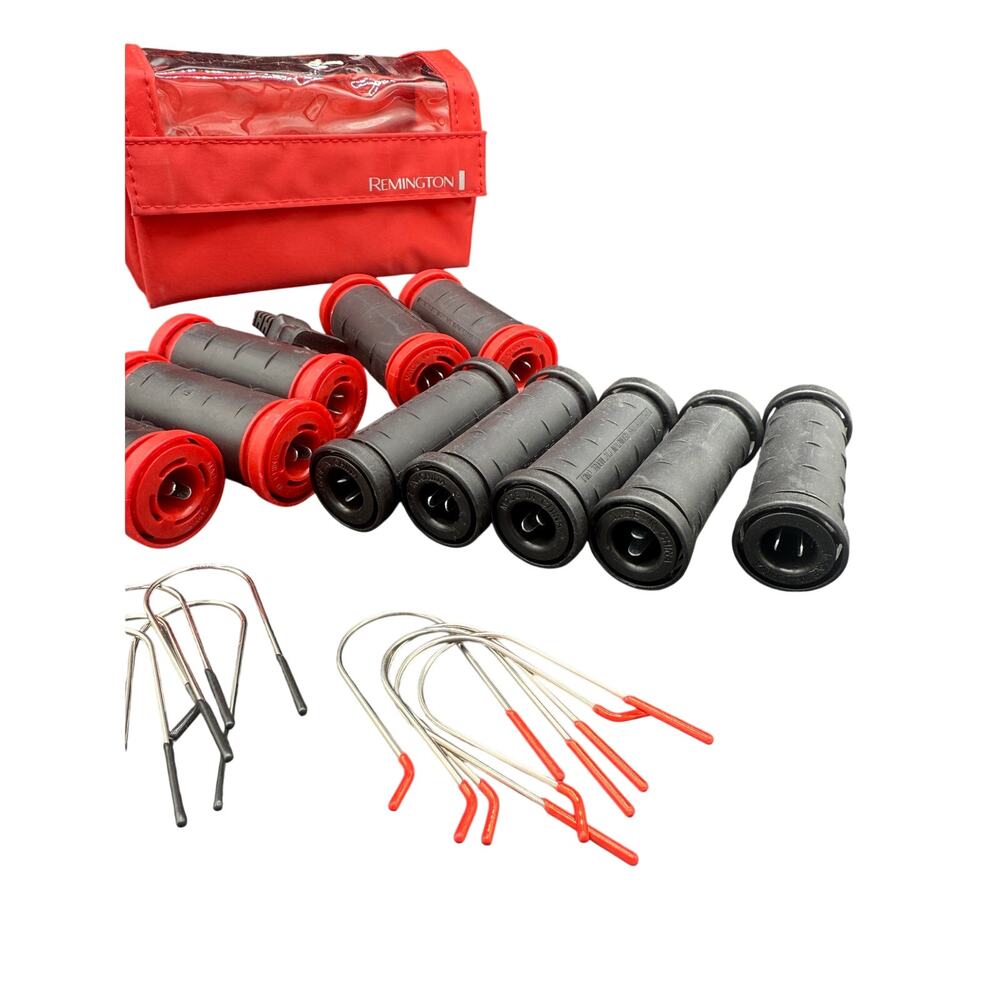 🔥 Remington Heated Hair Rollers Set Red Black Curlers Clips Travel Case - Picture 3 of 4